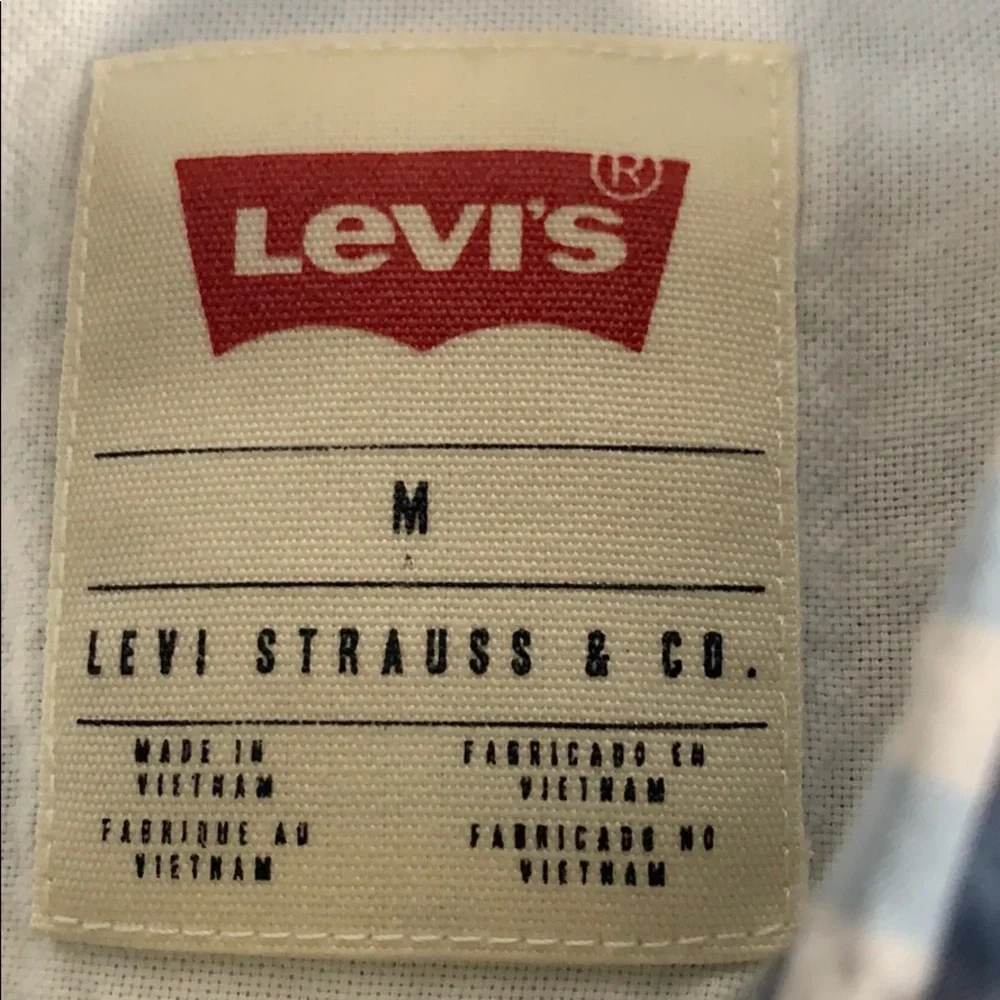 Levi’s Blue & White Plaid Shirt-Size Medium Slim